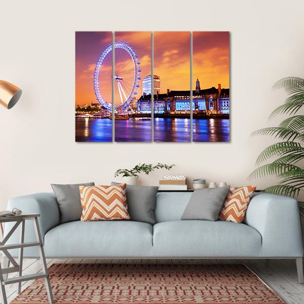 UK Skyline In The Evening Canvas Wall Art-4 Horizontal-Gallery Wrap-34" x 24"-Tiaracle