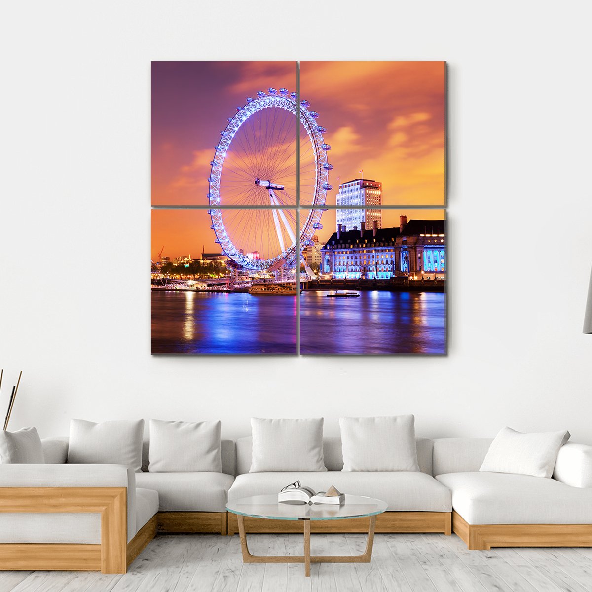 UK Skyline In The Evening Canvas Wall Art-4 Square-Gallery Wrap-17" x 17"-Tiaracle