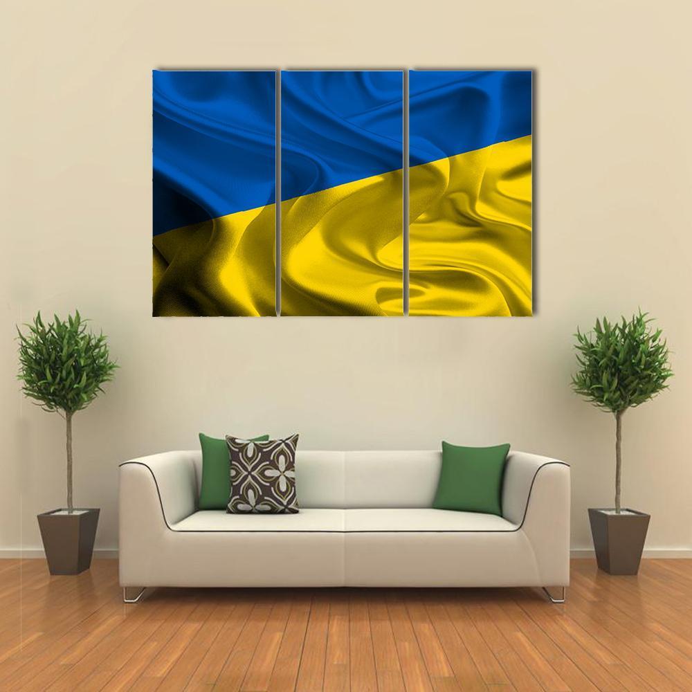 Ukraine Flag Canvas Wall Art-3 Horizontal-Gallery Wrap-37" x 24"-Tiaracle