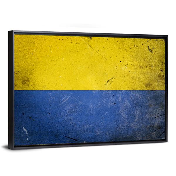 Ukraine On Vintage Grunge Texture Canvas Wall Art-3 Horizontal-Gallery Wrap-25" x 16"-Tiaracle