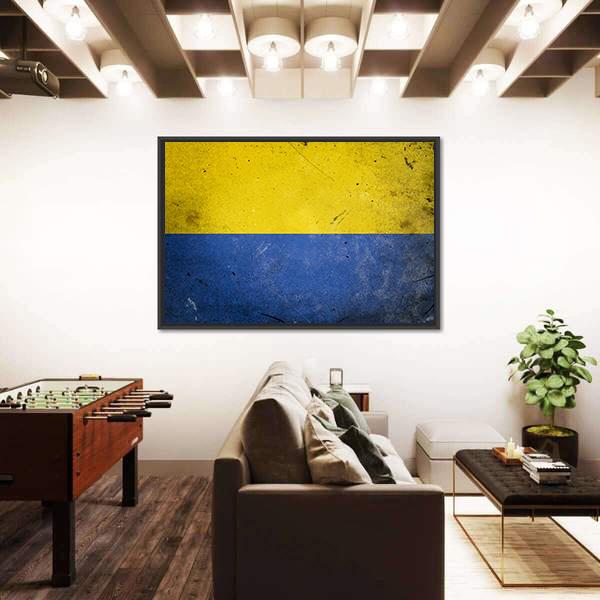 Ukraine On Vintage Grunge Texture Canvas Wall Art-3 Horizontal-Gallery Wrap-25" x 16"-Tiaracle