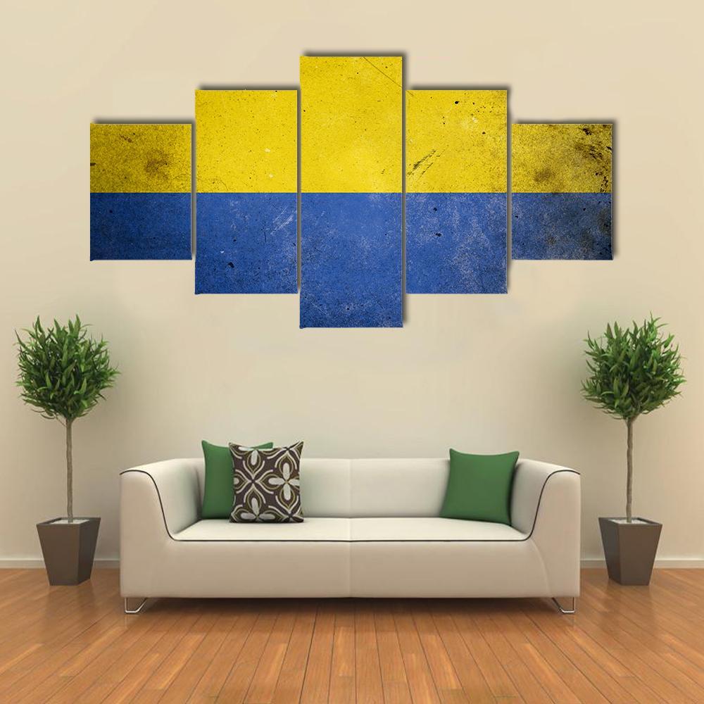 Ukraine On Vintage Grunge Texture Canvas Wall Art-5 Pop-Gallery Wrap-47" x 32"-Tiaracle