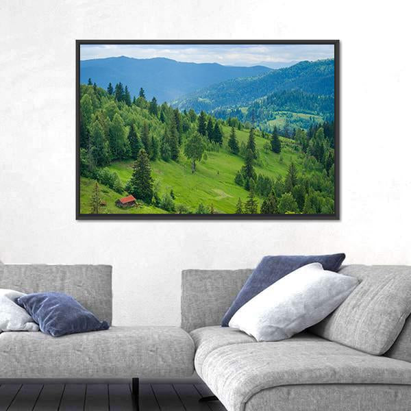 Ukrainian Mountain Valleys In The Summer Canvas Wall Art-1 Piece-Floating Frame-24" x 16"-Tiaracle