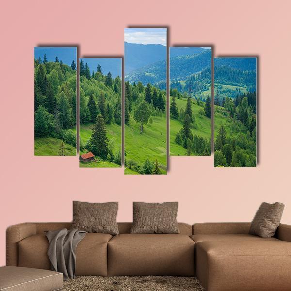 Ukrainian Mountain Valleys In The Summer Canvas Wall Art-5 Pop-Gallery Wrap-47" x 32"-Tiaracle