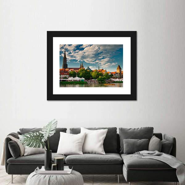 Ulm At The Danube Canvas Wall Art-1 Piece-Framed Print-20" x 16"-Tiaracle