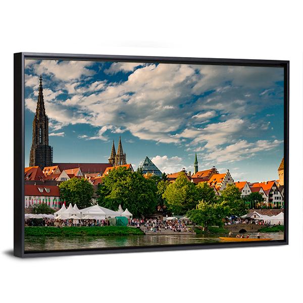 Ulm At The Danube Canvas Wall Art-3 Horizontal-Gallery Wrap-25" x 16"-Tiaracle