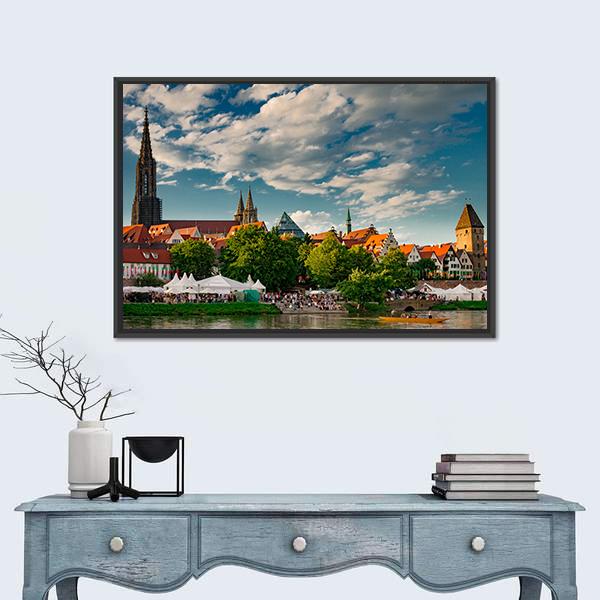 Ulm At The Danube Canvas Wall Art-3 Horizontal-Gallery Wrap-25" x 16"-Tiaracle