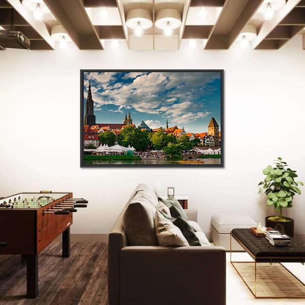 Ulm At The Danube Canvas Wall Art-3 Horizontal-Gallery Wrap-25" x 16"-Tiaracle