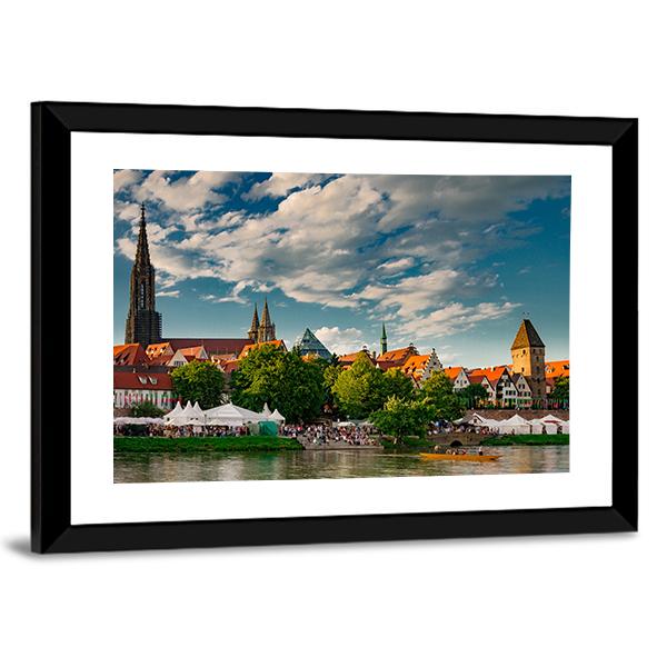 Ulm At The Danube Canvas Wall Art-3 Horizontal-Gallery Wrap-25" x 16"-Tiaracle