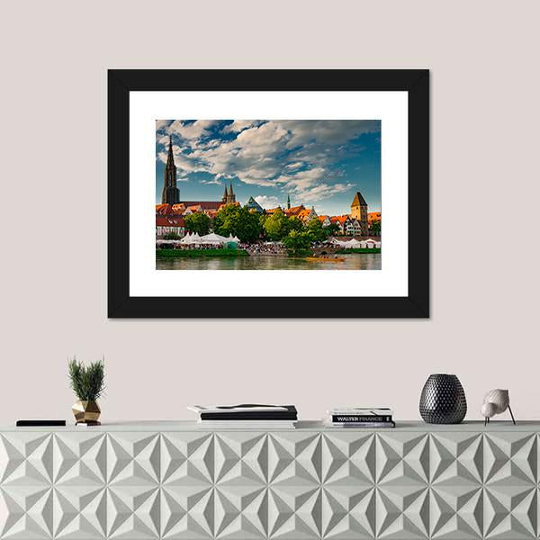 Ulm At The Danube Canvas Wall Art-3 Horizontal-Gallery Wrap-25" x 16"-Tiaracle