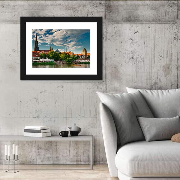 Ulm At The Danube Canvas Wall Art-3 Horizontal-Gallery Wrap-25" x 16"-Tiaracle