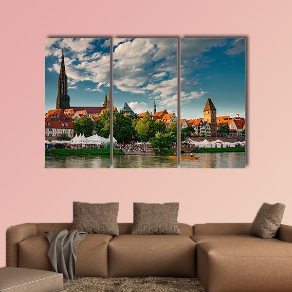 Ulm At The Danube Canvas Wall Art-3 Horizontal-Gallery Wrap-25" x 16"-Tiaracle
