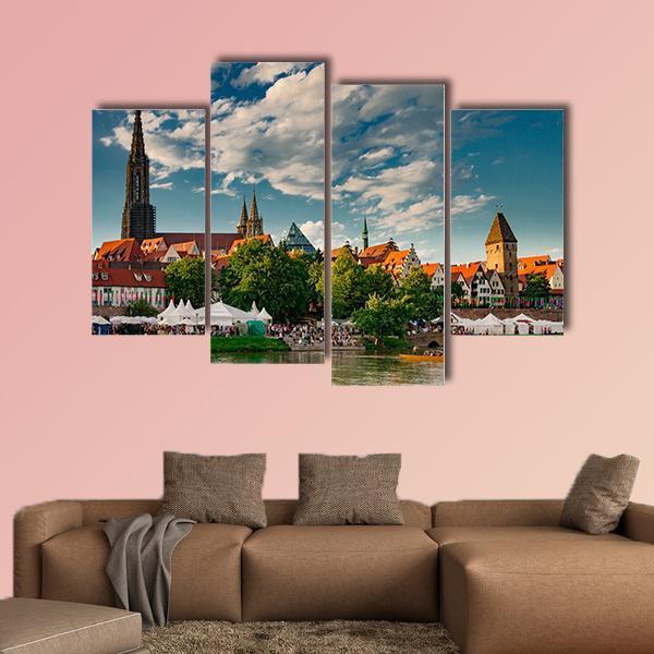 Ulm At The Danube Canvas Wall Art-4 Pop-Gallery Wrap-50" x 32"-Tiaracle