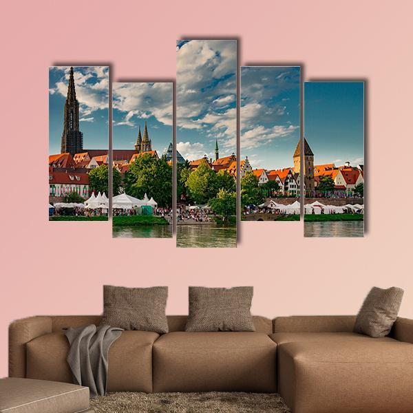 Ulm At The Danube Canvas Wall Art-5 Pop-Gallery Wrap-47" x 32"-Tiaracle