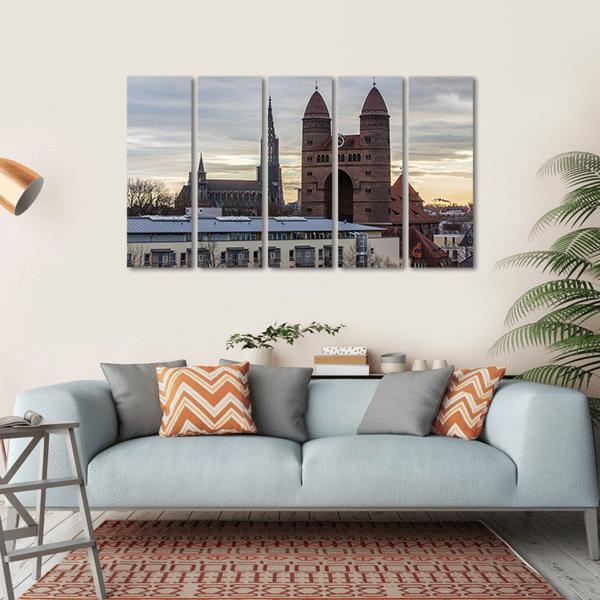 Ulm Minster And The Church Of The Garrison Canvas Wall Art-5 Horizontal-Gallery Wrap-22" x 12"-Tiaracle