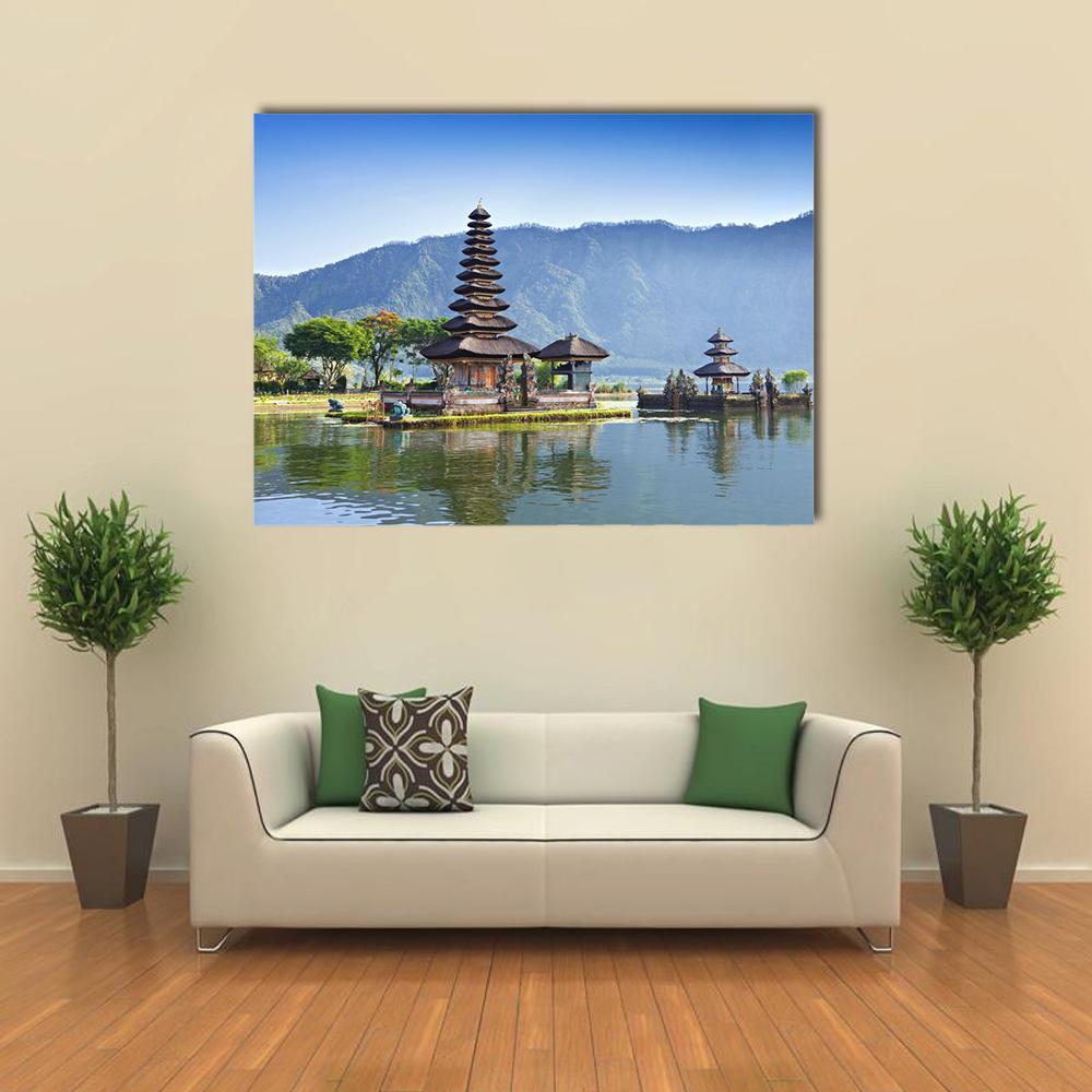 Ulun Danu Temple And Beratan Lake Canvas Wall Art-1 Piece-Gallery Wrap-36" x 24"-Tiaracle