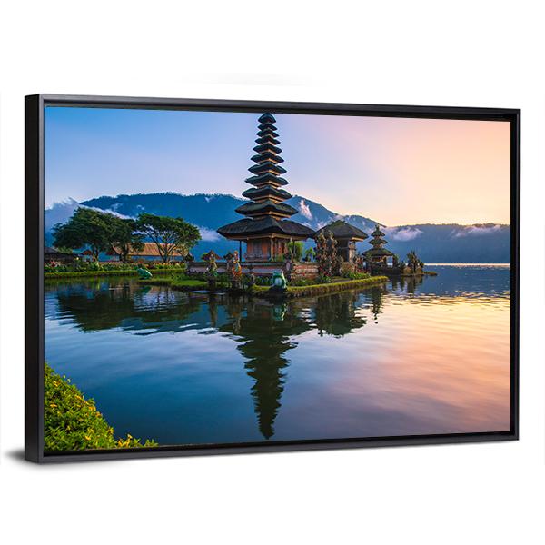 Ulun Danu Temple In Bali Canvas Wall Art-3 Horizontal-Gallery Wrap-25" x 16"-Tiaracle
