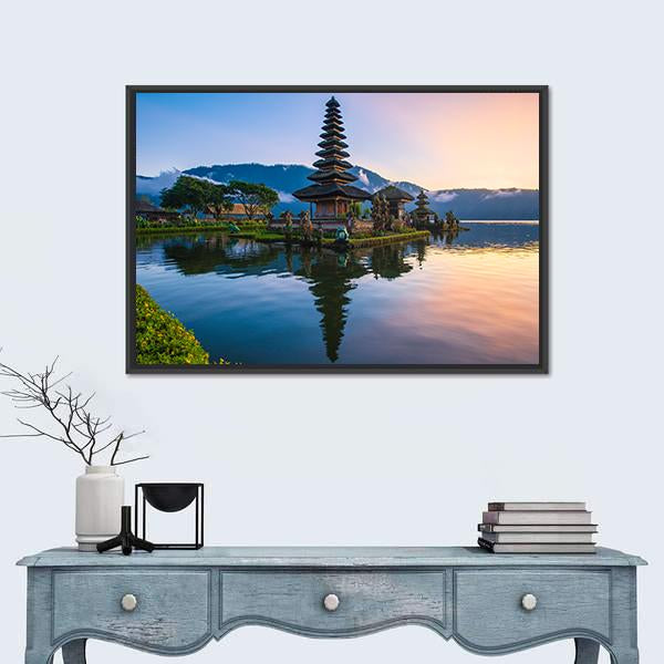 Ulun Danu Temple In Bali Canvas Wall Art-3 Horizontal-Gallery Wrap-25" x 16"-Tiaracle