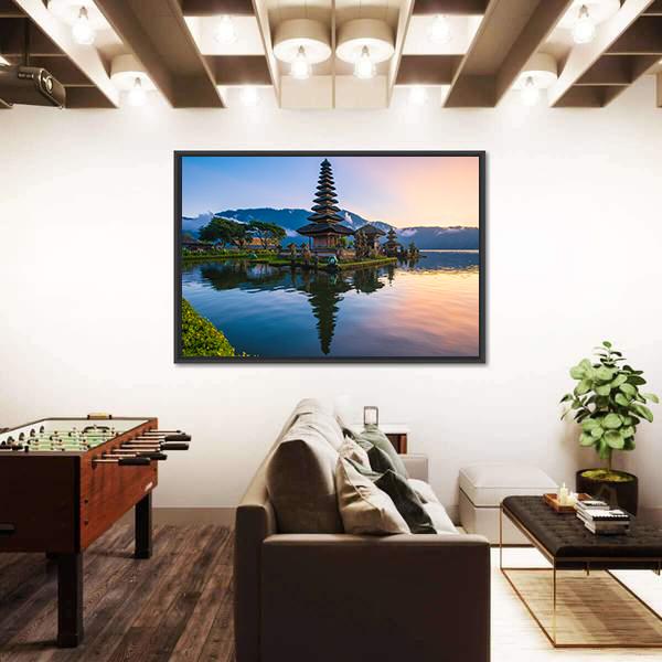 Ulun Danu Temple In Bali Canvas Wall Art-3 Horizontal-Gallery Wrap-25" x 16"-Tiaracle