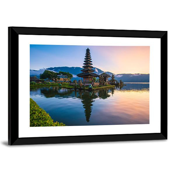 Ulun Danu Temple In Bali Canvas Wall Art-3 Horizontal-Gallery Wrap-25" x 16"-Tiaracle