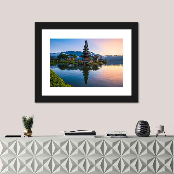 Ulun Danu Temple In Bali Canvas Wall Art-3 Horizontal-Gallery Wrap-25" x 16"-Tiaracle