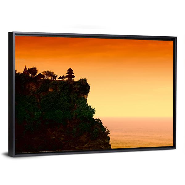 Uluwatu Temple At Dawn Canvas Wall Art-3 Horizontal-Gallery Wrap-25" x 16"-Tiaracle