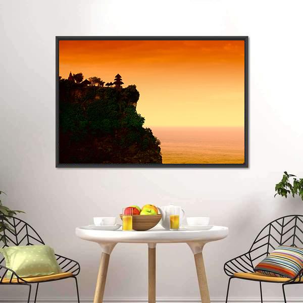 Uluwatu Temple At Dawn Canvas Wall Art-3 Horizontal-Gallery Wrap-25" x 16"-Tiaracle