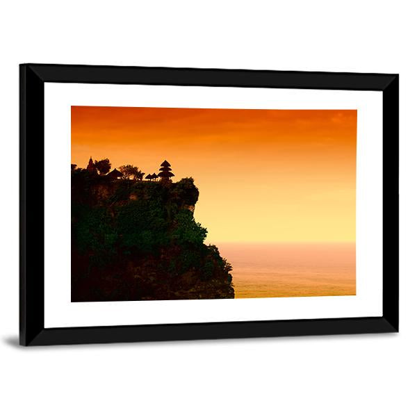 Uluwatu Temple At Dawn Canvas Wall Art-3 Horizontal-Gallery Wrap-25" x 16"-Tiaracle