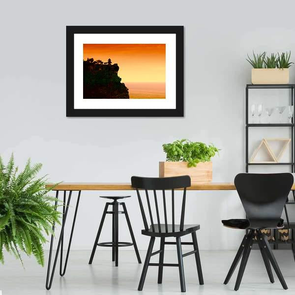 Uluwatu Temple At Dawn Canvas Wall Art-3 Horizontal-Gallery Wrap-25" x 16"-Tiaracle