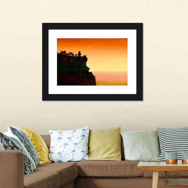 Uluwatu Temple At Dawn Canvas Wall Art-3 Horizontal-Gallery Wrap-25" x 16"-Tiaracle