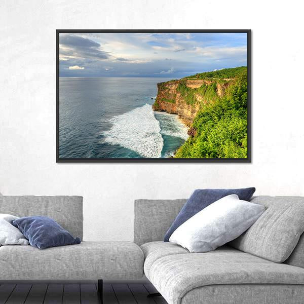 Uluwatu Temple In Bali Canvas Wall Art-1 Piece-Floating Frame-24" x 16"-Tiaracle