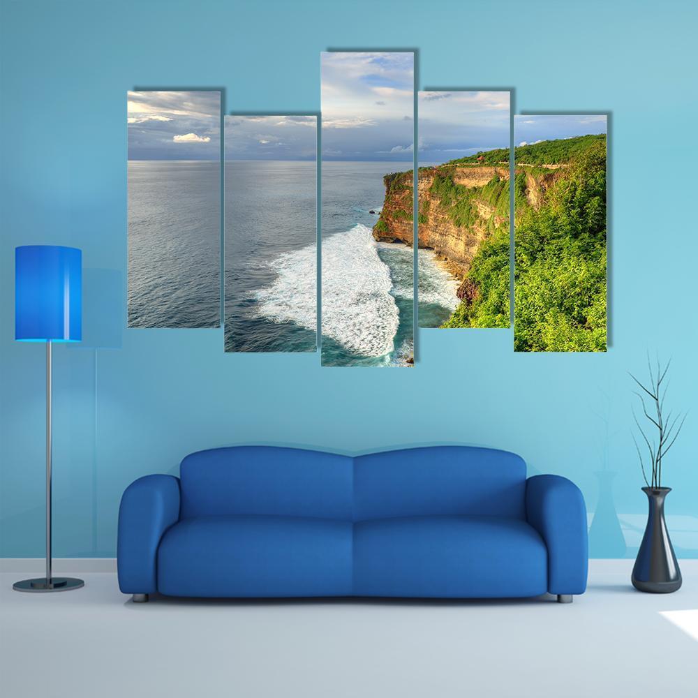 Uluwatu Temple In Bali Canvas Wall Art-5 Pop-Gallery Wrap-47" x 32"-Tiaracle