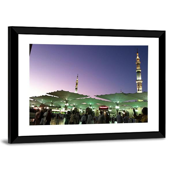 Umbrellas At An-Nabawi Mosque In Medinah Canvas Wall Art-5 Horizontal-Gallery Wrap-22" x 12"-Tiaracle