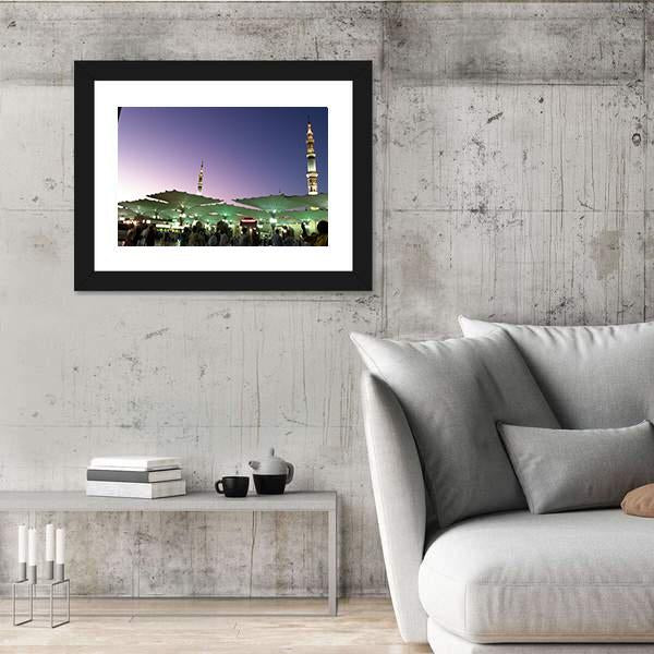 Umbrellas At An-Nabawi Mosque In Medinah Canvas Wall Art-5 Horizontal-Gallery Wrap-22" x 12"-Tiaracle