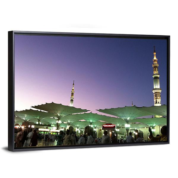 Umbrellas At An-Nabawi Mosque In Medinah Canvas Wall Art-5 Horizontal-Gallery Wrap-22" x 12"-Tiaracle