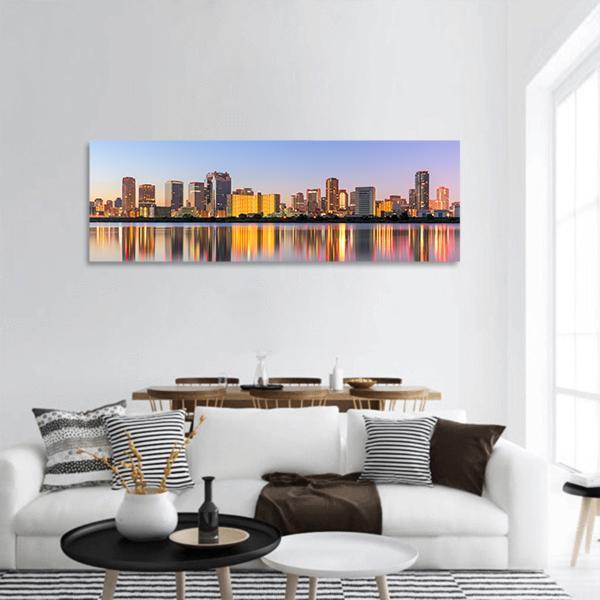 Umeda District Cityscape In Osaka Panoramic Canvas Wall Art-1 Piece-36" x 12"-Tiaracle