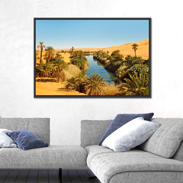 Umm al-Ma Lake In Desert Of Libya Panoramic Canvas Wall Art-1 Piece-36" x 12"-Tiaracle