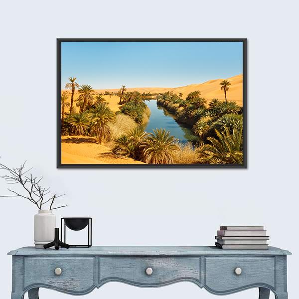 Umm al-Ma Lake In Desert Of Libya Panoramic Canvas Wall Art-1 Piece-36" x 12"-Tiaracle