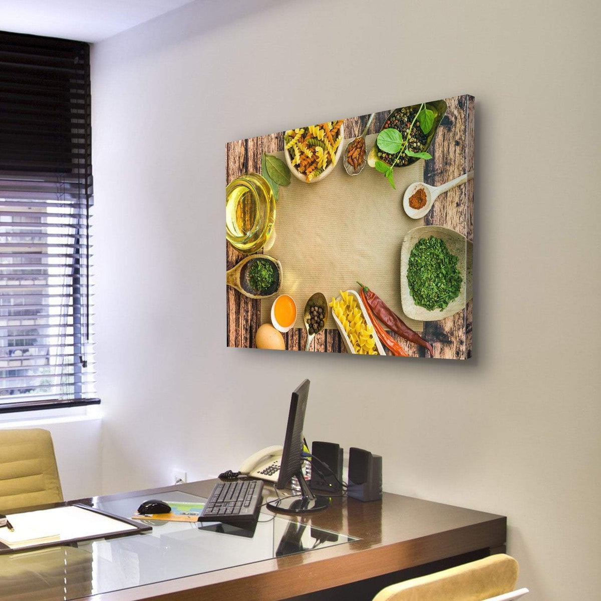 Uncooked Pasta And Spices On A Dark Canvas Wall Art-3 Horizontal-Gallery Wrap-25&quot; x 16&quot;-Tiaracle