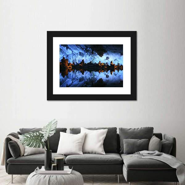 Underground Lake In The Reed Flute Cave In China Canvas Wall Art-1 Piece-Framed Print-20" x 16"-Tiaracle