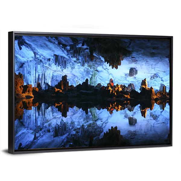 Underground Lake In The Reed Flute Cave In China Canvas Wall Art-3 Horizontal-Gallery Wrap-25" x 16"-Tiaracle