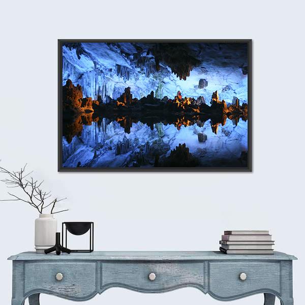 Underground Lake In The Reed Flute Cave In China Canvas Wall Art-3 Horizontal-Gallery Wrap-25" x 16"-Tiaracle