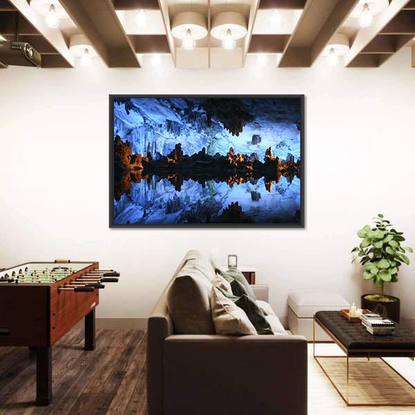 Underground Lake In The Reed Flute Cave In China Canvas Wall Art-3 Horizontal-Gallery Wrap-25" x 16"-Tiaracle