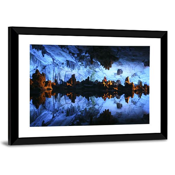 Underground Lake In The Reed Flute Cave In China Canvas Wall Art-3 Horizontal-Gallery Wrap-25" x 16"-Tiaracle