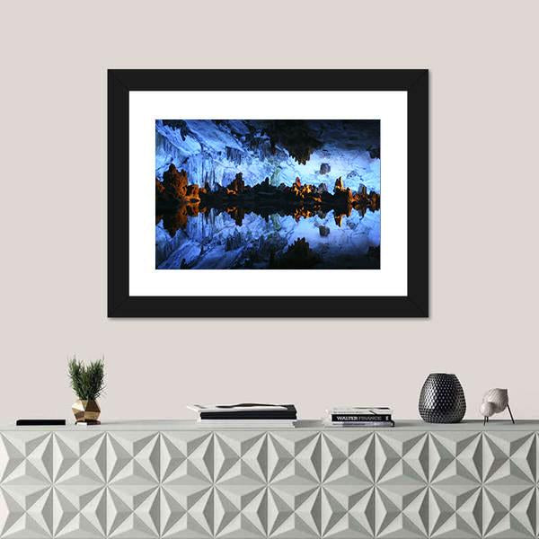 Underground Lake In The Reed Flute Cave In China Canvas Wall Art-3 Horizontal-Gallery Wrap-25" x 16"-Tiaracle