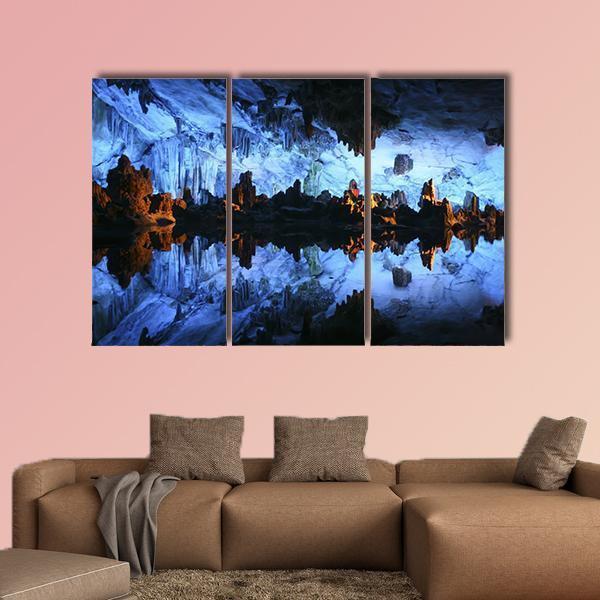 Underground Lake In The Reed Flute Cave In China Canvas Wall Art-3 Horizontal-Gallery Wrap-37" x 24"-Tiaracle