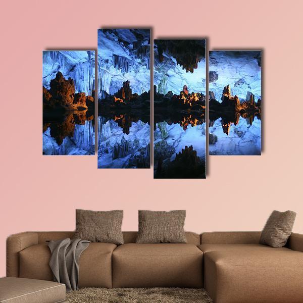 Underground Lake In The Reed Flute Cave In China Canvas Wall Art-4 Pop-Gallery Wrap-50" x 32"-Tiaracle