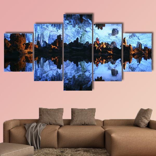 Underground Lake In The Reed Flute Cave In China Canvas Wall Art-5 Star-Gallery Wrap-62" x 32"-Tiaracle
