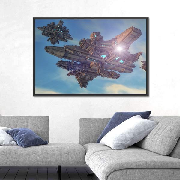 Unidentified Alien Ship Canvas Wall Art-1 Piece-Floating Frame-24" x 16"-Tiaracle