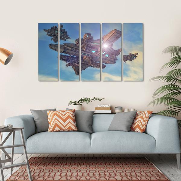 Unidentified Alien Ship Canvas Wall Art-5 Horizontal-Gallery Wrap-22" x 12"-Tiaracle